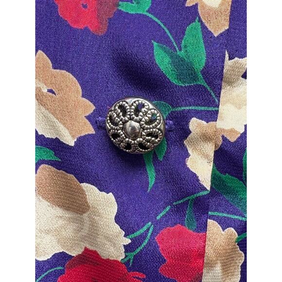 Leslie Faye Vintage Floral Blouse 80’s Secretary Padded shoulders, Women’s 14 - Picture 5 of 7